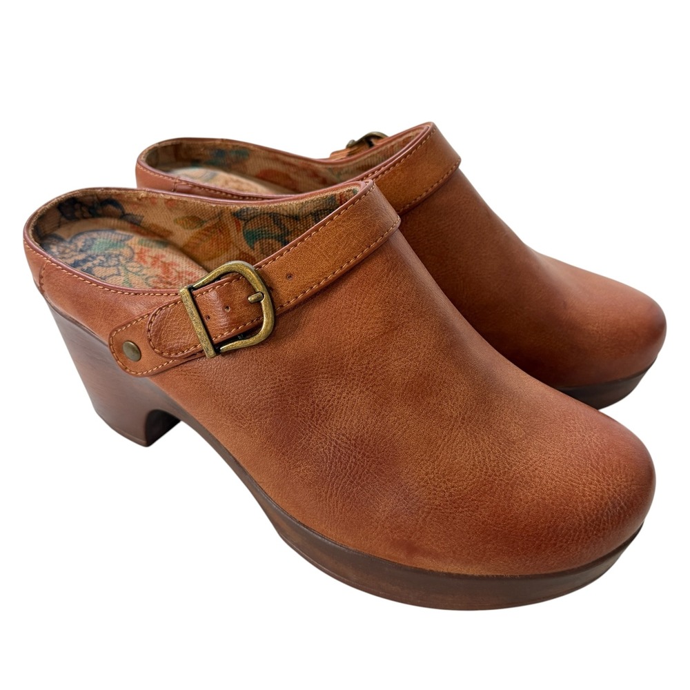 BOC by Born Adel Clog Heel Women's 9M Brown Faux Leather Mules Boho Cottagecore